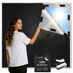 알리카이 암막 블라인드 157인치 x 57인치, 창문용 100% 암막 커튼, 침실용 420D 노 드릴 휴대용 블랙아웃 음영 필름, 임시용 용 보육원 블랙아웃 블라인드, 후크 및 루프 테이프 12개