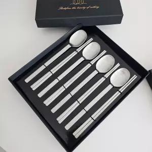 [선물포장]  햄머스톤 국내산 숟가락 젓가락 한식기 4인세트