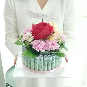 플라워케익 용돈박스 핑크 어버이날 생신 선물 용돈 박스 부모님 서프라이즈 이벤트 봉봉샵