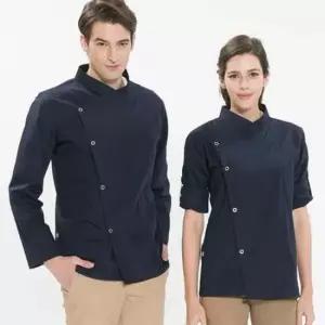 남자쉐프복 네이비 크로스넥 긴팔조리복 롤업 요리사복 조리사복