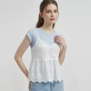 [샵앤] 여성 끈나시 뜨개 펀칭 레이스 뷔스티에 니트 조끼 MSE-WVS-21189-아이보리