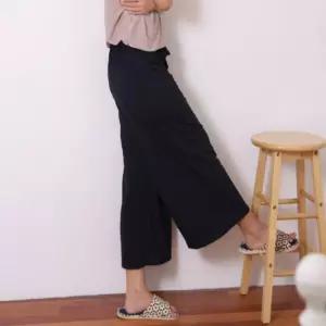 여성 여자 쿨 불가리 원단 플 쭈글이 주름 옷 팬츠 8부 냉장고 밴딩 통 바지 2color