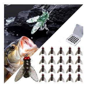 바이오닉 플라이 낚시 미끼(20PCS) - 2024년형 신형 트라우트 지그 드라이 배스 미끼 키트, 소금물 및 담수 파리 스피너 수영 후크 팬피쉬 세트