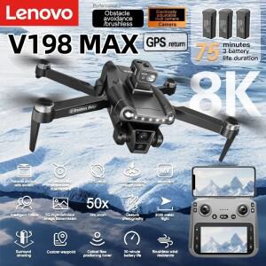 레노버 V198MAX GPS 드론 8K 전문가용 카메라 항공 FPV 브러시 레이저 장애물 감지 기능 탑재 대형 화면 리