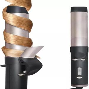 MQUPIN 회전 컬링 언 1 1/4인치 여성용 전문 자동 웨이브 헤어 완드 모든 모발을 위한 듀얼 세라믹 전압