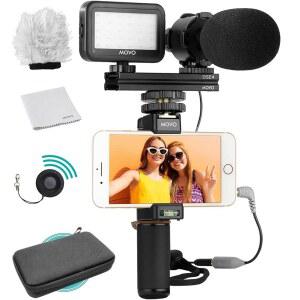 MOVO 브이로그 키트 V7 그립 장비 원격 무선 라이트 마이크 ANDROID용 스테레오