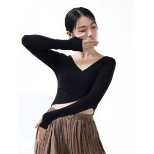 애비걸 틴 걸스 여성 발레 랩탑, 요가, 운동, 엄지 구멍이 있는 운동용 롱 슬리브 댄스 셔츠, 2가지 착용감