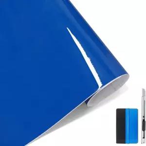 LZLRUN 고광택 비닐 리얼리스틱 페인트 랩 롤 자동차 스티커 필름 데칼 버블 프리 설치 도구 세트(파란색