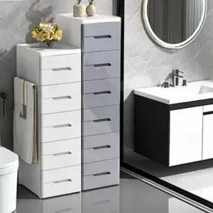 틈새 서랍장 슬림 20cm 플라스틱 폭좁은 웜화이트 화이트 우드 침대옆 미니 안방 바퀴