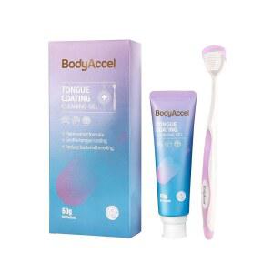 혀 브러시가 포함된 바디액셀 클리너 젤 u2013 프레시 브레스 구강 관리 키트 스크레이퍼 세트로 구취 제거, 유지