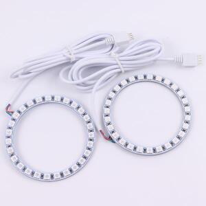 베스트 2pc 반지 엔젤아이즈 자동차 헤드라이트 RGB 60/70/80/90/100/110/120mm 전등 갓 브라이트 drl 오토