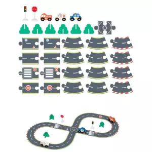 공간구성 교통놀이 도로맞추기 조각퍼즐 원목블럭 6세장난감