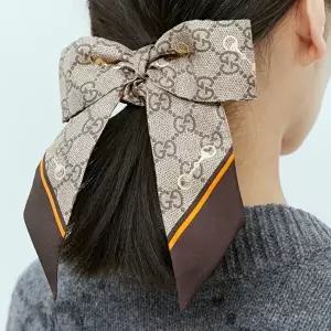 [구찌]구찌 2세트 홀스빗 슈프림 패턴 프린트 실크 스크런치 머리끈 770292 3G001 2276