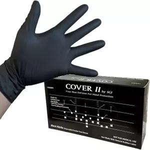 잉크베드 블랙 니트릴 일회용 장갑 5백만 두께의 파우더 프리 텍스처 손가락 끝 화학 저항성 (대형)