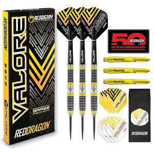 레드 드래곤 발레 22g 황동 스틸 팁 다트 세트, 플라이트 및 샤프트(스템), 지갑 포함