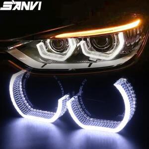 SANVI 크리스탈 LED 엔젤 아이즈 헤일로 화이트 옐로우 DRL 신호등 헬라 3R G5 제논 라이트 리뉴얼 자동차