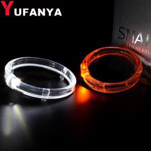 LED 주간 주행 엔젤아이즈 화이트 DRL or 노란색 회전 신호 기능 마스크 덮개용 2.5 3.0 인치 DIY 개조 2개