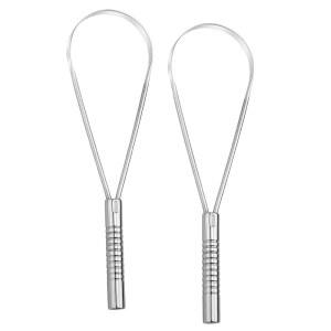 혀 스크레이퍼 스테인리스 스틸 클리너 브러시 2팩, 실버