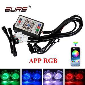 자동차 LED 데빌 아이 데몬 이블 DRL 블루투스 호환 앱 RGB 2.5 헤드라이트 오토바이 미니 프로젝터 렌즈