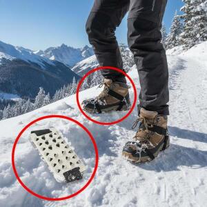 겨울철 논슬립 아이스 클리트 슈즈 커버 (탄소강 스터드 체인 나일론 소재 추락 안전 장비)