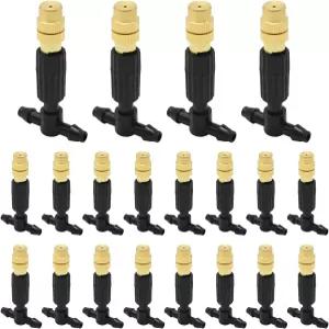정원 관개 온실 잔디 20개 PCS 황동+블랙용 1/4인치 드립 튜빙 미스트 노즐을 위한 커넥터 있는 ETAKWARD