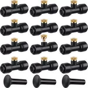 호노슨 12피스 워터 황동 미스트 노즐 키트 야외 티 1/4인치 파티오 시스템 냉각 정원 물 아저씨용 플러그