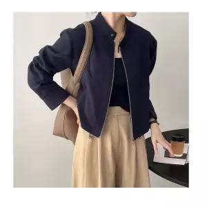 J2K 여성 2컬러 모던 노카라 루즈핏 숏 재킷 간절기 데일리룩