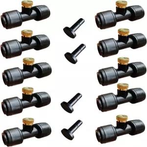 10팩 1/4인치 미스트 노즐 키트에는 실외 냉각 시스템 파티오 정원 위한 블랙 엔드 플러그 4개 워터 티스