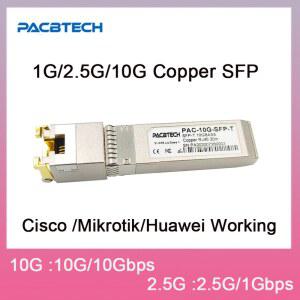 Cisco/Mikrotik 스위치 라우터용 10G RJ45 구리 SFP 트랜시버 모듈 1G 11gb 완전 호환 30M