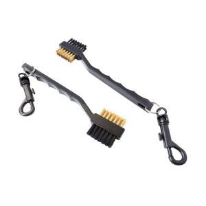 양면 황동 및 나일론 브리스틀이 있는 골프 클럽 클리닝 브러시 2개 D DrNeeko 팩, 블랙