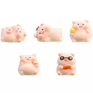 인테리어 소품 미니 복돼지 피규어 책상 꾸미기 귀여운 액세서리 5개 세트