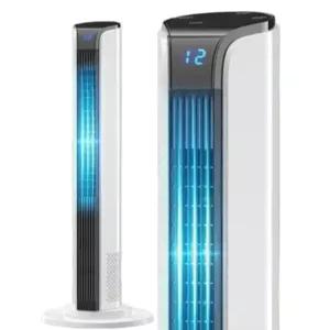 타워형 무엽 선풍기 스탠드형 리모컨 타이머 회전 저소음 가정용 자취방