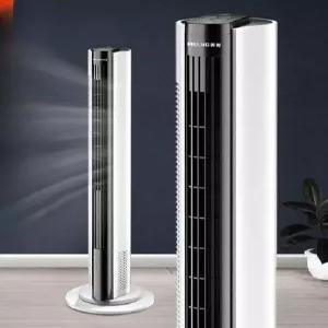 타워형 무엽 선풍기 스탠드테이블 겸용 회전 저소음 가정용