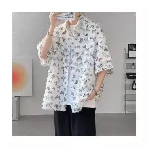 EAMT 남성 빅사이즈 커플 꽃 셔츠 상의 YJ1