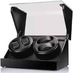 NZDY 시계 와인더 박스 조용한 모터 회전 와인딩 4+0 기계식 보관 턴 테이블 장치 자동 화이트 블랙 A