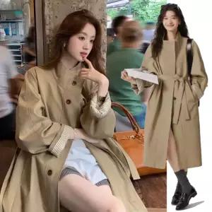 44-77 스타일리쉬 런던 루즈핏 트렌치 코트 간절기 오버핏 트렌디 아우터 하이넥 롱자켓