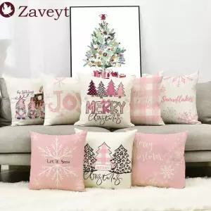 할로윈 파티 소품 용품 장난감 코스튬 귀여운 크리스마스 트리 린넨 던지기 쿠션 베개 커버 눈송이 케이스