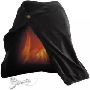 네큐 USB 온열 따뜻한 플리스 숄 랩 인텔리전트 전기 난방 담요 무릎 패드 가정용 블랙