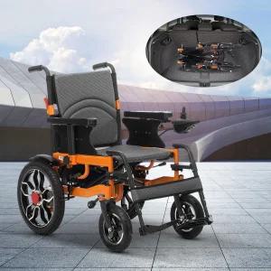 접이식 전동 휠체어 20인치 시트 파워 여행 및 야외용 전 지형 컴팩트 디자인 노인용 20마일 범위