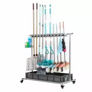 이동식 스테인레스 걸레랙 보관함 걸이 청소용품 화장실 정리함 밀대