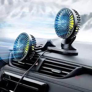 차량용 듀얼팬 카선풍기 USB 트윈선풍기 각도조절zab034