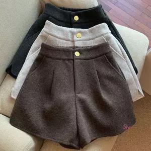 여성 숏 뒷밴딩 반바지 핀턱 하이웨스트 부드러운모직 숏반바지uvw834