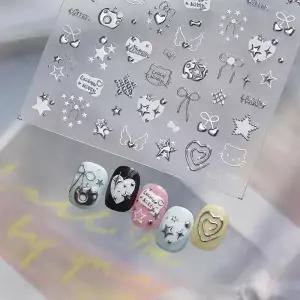 메탈 엔틱 크롬 하트 별빛 네일스티커 키치네일 네일아트재료