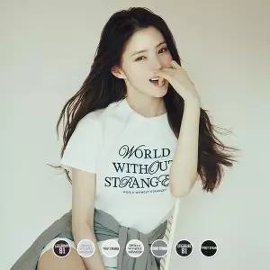 하객룩 데일리룩 지오다노 395502 여 크롭핏 그래픽 반팔티(WWS)