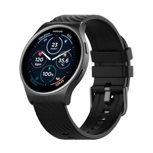 모토로라 모토 워치 120 - 블루투스 스마트워치, AMOLED 디스플레이, 10일 배터리, 및 SpO2 추적, 및 모니터링, 안드로이드 및 과 호환 - 블랙