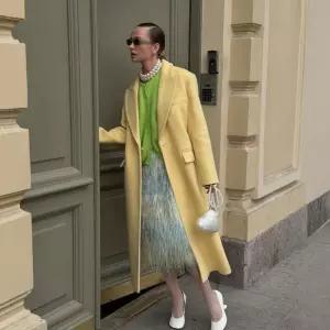 여성 모직코트 가을 구스 옐로우 모직 플러스 롱 코트 OP3