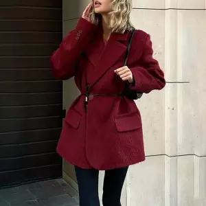 여성 모직코트 가을 트렌치코트 스러우면서도 캐주얼 솔리드 루즈핏 브이넥 OP3