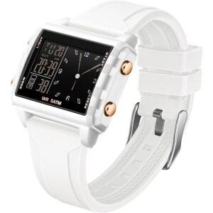 [미국배송] 파인드타임 남성 디지털 시계 듀얼 타임 스포츠 방수 군용 야외용 독특한 멋진 큰 얼굴 직사각형 손목 알람 스톱워치 카운트다운 발광 렐로예스 파라 홈브르