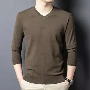 캐주얼 가을 남자 니트 브이넥티 스웨터 브이넥 얇은 티셔츠 긴팔 OP3