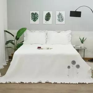 [NS홈쇼핑][르헤브] 데이지 뱀부 3중직 프릴 홑이불 (190x220)[35836683]